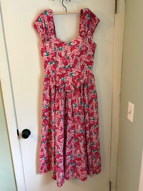 Vintage 80’s Laura Ashley Floral Midi Dress Size 12